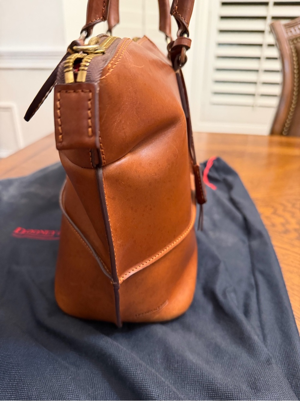 Dooney & Bourke Tan Brown Leather Shoulder Tote - Picture 5 of 10